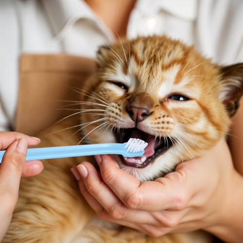 Image of oruola 8Pcs Kitten Toothbrush,2 Styles Soft Hair Small Dog Toothbrush,Dental Hygiene Pet Toothbrush to Clean Pet Teeth,Reduce Tartar Formation & Bad Breath for Small to Large Dogs,Cats,and Most Pets
