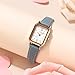 TOOCAT Women Wrist Watch Mini Ultra-Thin Elegant Simple Square Quartz Watches with Leather Strap 30M Waterproof Analog Watches for Females Students Ladies (Blue Rose Gold)