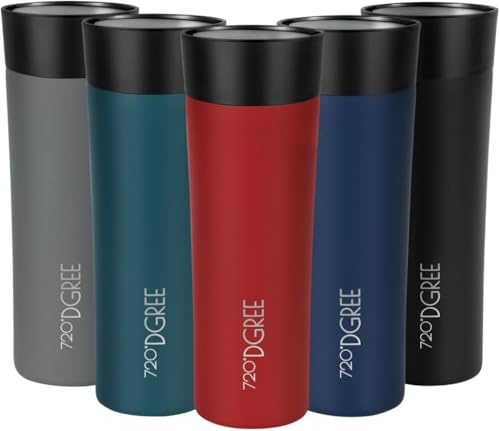 720°DGREE Travel Mug 460ml “PleasureToGo 2.0“ - Choose from 3 Sizes, 6h Hot, 12h Cold, Leakproof, 360° Drinking, BPA-Free, Hygienic - Slim Stainless Steel Thermo Cup for Coffee, Tea to Go - Red