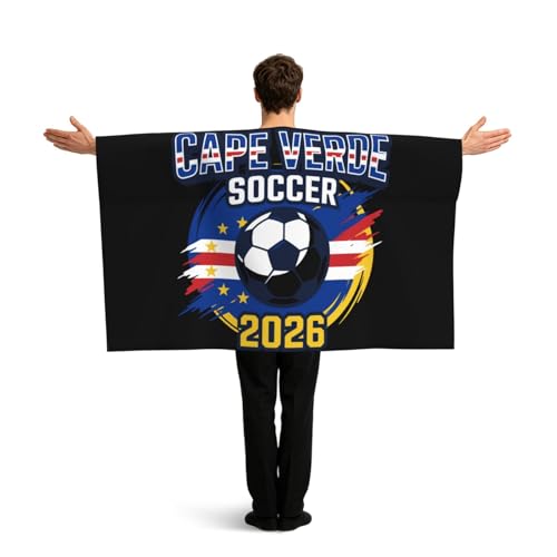 NUJTKAU Cape Verde Soccer 2026 Football Flag Cape with Sleeves Wearable Outfits Cloak Costume Accessories for Party Favors Celebrations