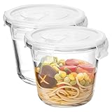 720 ml Glasbehälter Mit Deckel, 2er Hohes Borosilikatglas Meal Prep Gläser Rund Frischhaltedosen Glas mit Deckel für Salat, Glas Suppenbehälter, Suppenbehälter, Gefriertruhe,Mikrowellen Sicher