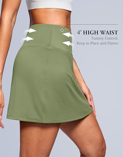 Image of SANTINY 13.5 inch /15 inch Skorts for Women with 2 Pockets High Waisted A Line Casual Pickleball Golf Skort Athletic Tennis Skirt