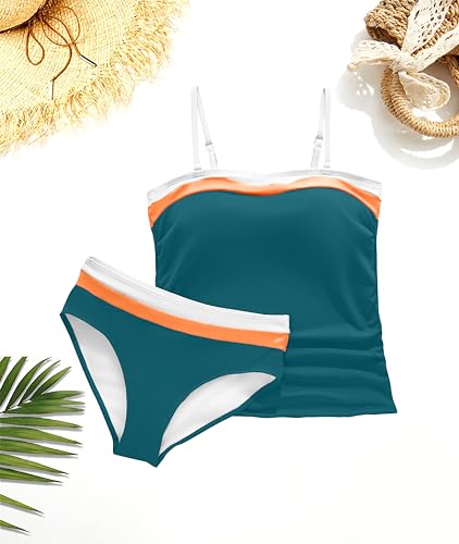 Image of Daci Womens Strapless Tankini Swimsuits- 2 Piece Tummy Control Tankini Swimsuit Bandeau Tankini Tops with Bottoms