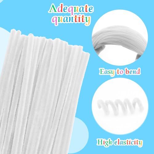 Image of White Pipe Cleaners,200PCS Pipe Cleaners Craft,Easter Decorations Arts and Crafts,New Year's Eve /Day Craft Supplies,Weddings Art Supplies Pipe Cleaners Bulk,Gifts for Her,Kids Toys & Games