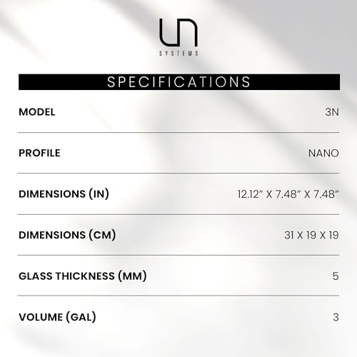 Image of Ultum Nature Systems Ultra Clear Rimless Aquarium - Low Iron Glass Fish Tank with 45 Mitered Edges, 5mm-12mm Thick, Leveling Mat Included (3N, Nano, 3 Gallon)