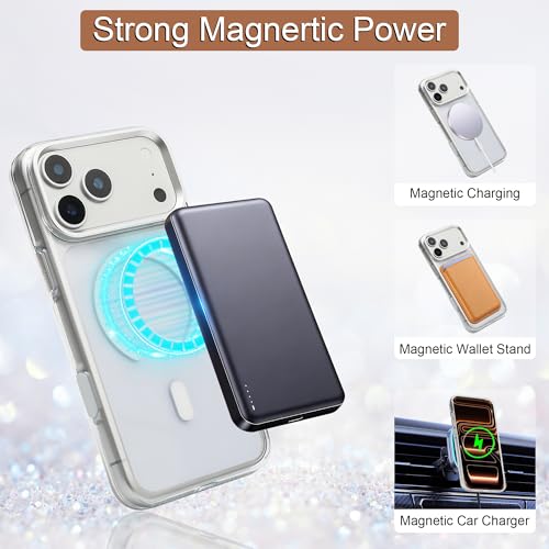 Yuanqichuanglian for iPhone 17 Pro Case Clear Magnetic Phone Cases 6.3" Slim Anti Yellowing Rugged Shockproof Protective Transparent Cell Cover Silver by Yuanqichuanglian - Used condition - Image 4