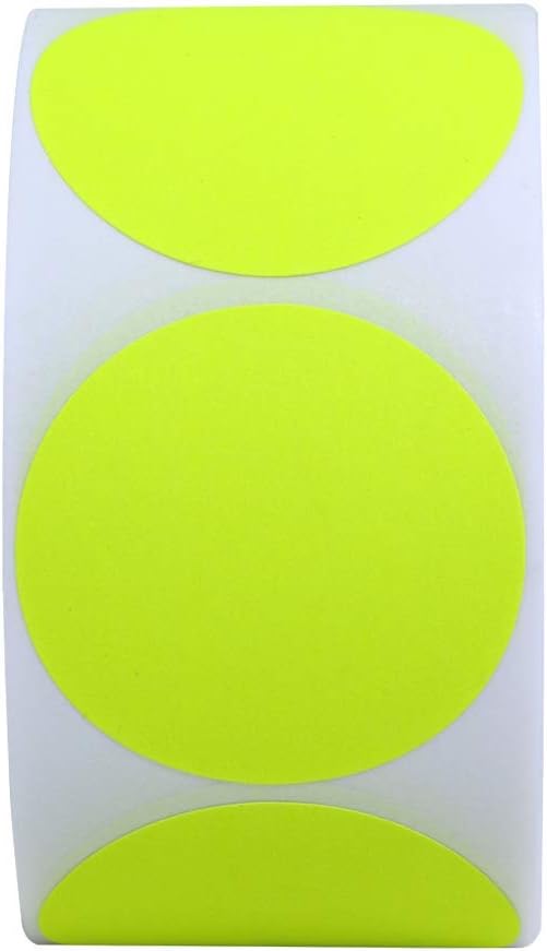 Hylabelest Fluorescent Yellow Round Stickers 1.5 Inch Color Coding Dots Labels Total 500 Per Roll (Fluorescent Yellow, 1.5") - Image 3