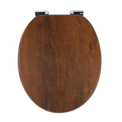 SAINOS MDF-Toilettensitz, Klodeckel Holz, O-Förmig Toilettendeckel Mit Soft-Close-Mechanismus, Verstellbaren Scharnieren Aus Zinklegierung, Verhindert Rostbildung, 180KG Tragkraft