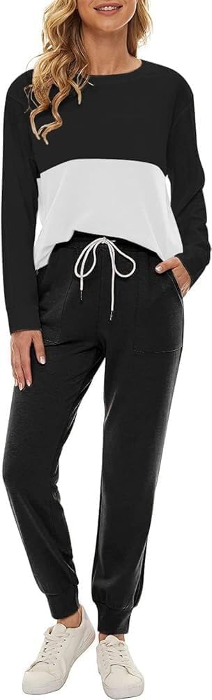 Fengbay Two Piece Outfits for women Long Sleeve Crewneck Pullover Tops And Pants Sweatsuits Lounge Set with Pockets 2026