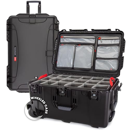 Nanuk 965 Waterproof Carry-On Hard Case with Lid Organizer and Padded Divider w/ Wheels - Black