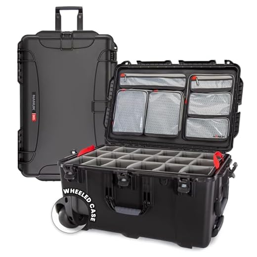 Nanuk 965 Waterproof Carry-On Hard Case with Lid Organizer and Padded Divider w/ Wheels - Black