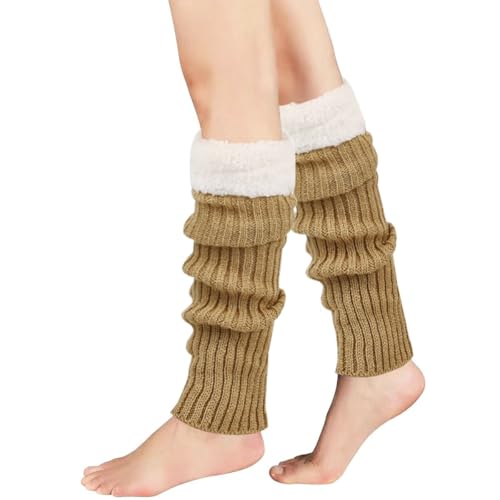Image of Winter Leg Warmers for Women and Girls Warm Knitted Socks Knitted Wool Crochet Long Boot Socks New Year's Day Socks Christmas Socks