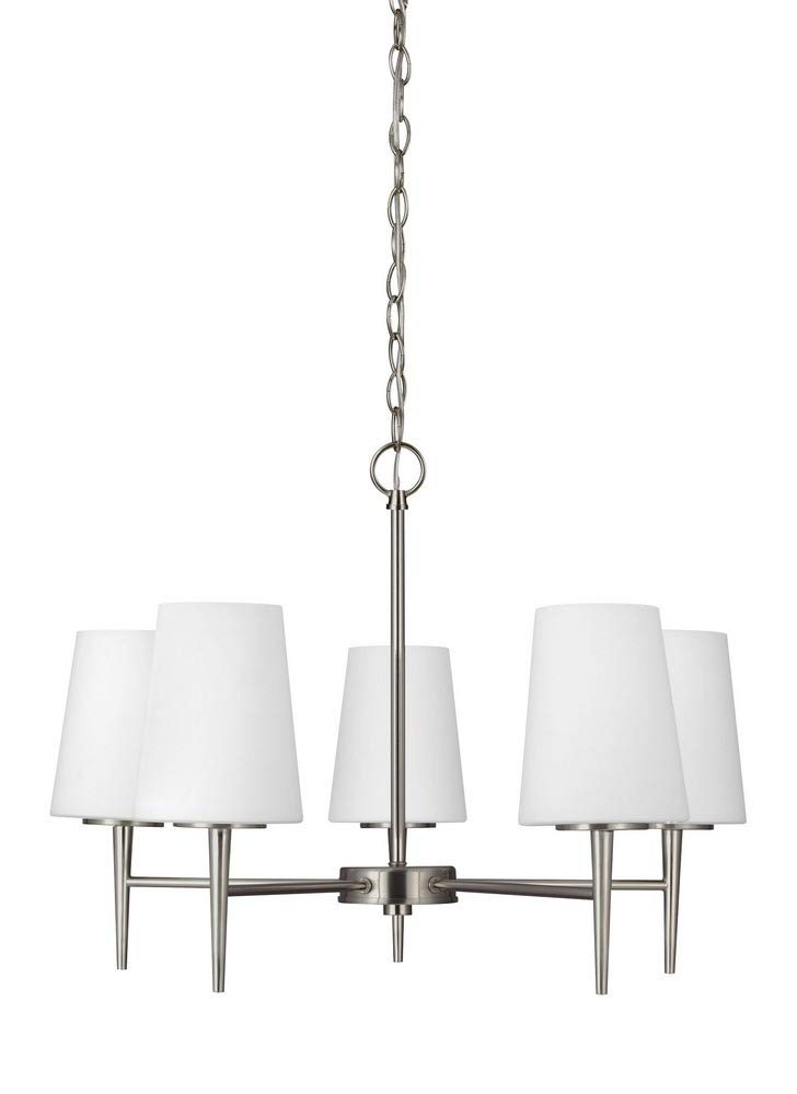 Sea Gull Lighting Driscoll 25 1/4"and 17 3/4" Brushed Nickel Finish 5 Light Chandelier