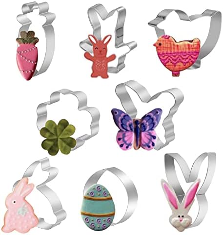 Easter Cookie Cutter, 8 Pcs Cookie Cutters Set, Egg, Bunny, Rabbi...