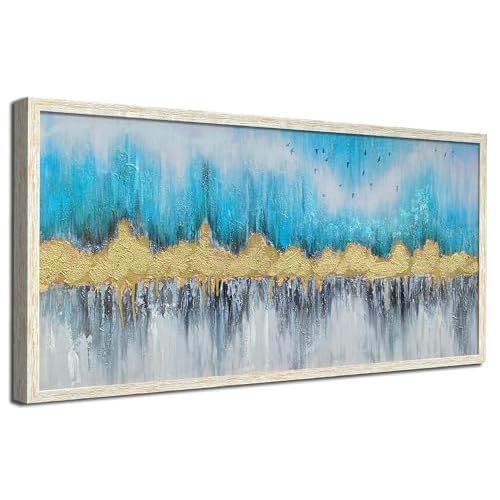 Ardemy Large Framed Daisy Wall Art Living Room, Wildflower Canvas Wall Art Ocean Flowers Pictures Wall Decor Paintings Artwork for Bedroom Dining Room Home Office Kitchen 40"x20" 40"L x 20"W