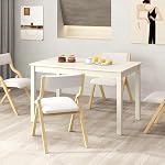 Giantex Dining Table for 4 People, 48” x 29” Kitchen Table with Wood Legs, Rectangular Dinner Table for Small Space, Apartment, Living Room, Dinette Table, Load 330 Lbs, Dining Room Table (White)