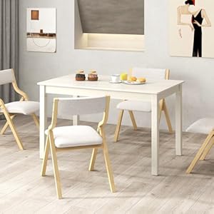 Giantex Dining Table for 4 People, 48” x 29” Kitchen Table with Wood Legs, Rectangular Dinner Table for Small Space, Apartment, Living Room, Dinette Table, Load 330 Lbs, Dining Room Table (White) Giantex Dining Table for 4 People 48 x 29 Kitchen Table with Wood Legs Rectangular Dinner Table for Small Space Apartment Living Room Dinette Table Load 330 Lbs Dining Room Table White