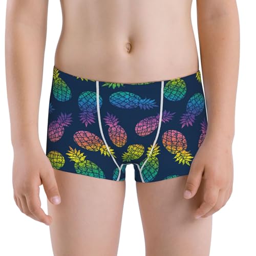 Boys' Cotton Boxer Brief Soft Underwear-Retro Bright Pineapple