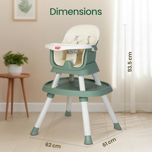 Image of Luvlap Imperial 6in1 Baby High Chair with Learning Table & Stool, Booster Chair with Food Tray, 5 Point Harness, Foldable and Compact Travel Friendly, Baby Chair for 6 to 48 Month, Lightweight, Green