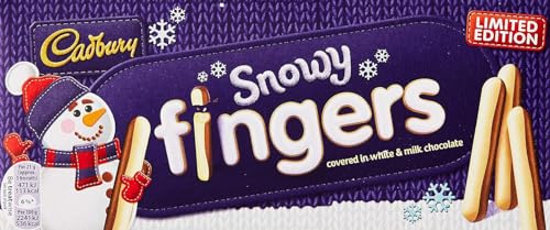 Cadbury Snowy Fingers White & Milk Chocolate Covered Biscuit Sticks Box, Christmas Treat for Sharing, 115 g (Pack of 1)