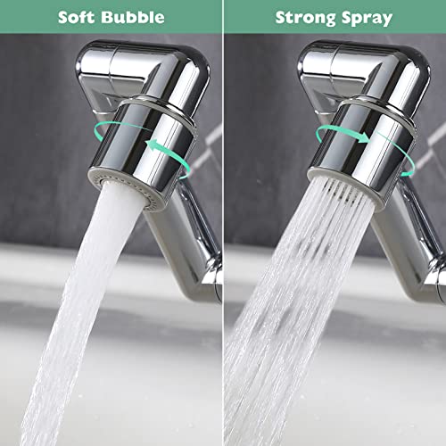 1440° Swivel Faucet Extender(Updated From 1080°), Robotic Arm Faucet Aerator With Female/Male Thread, Sink Faucet Attachment With 2 Water Modes For Kitchen Or Bathroom, Plastic Sink Aerator Chrome #TOP1