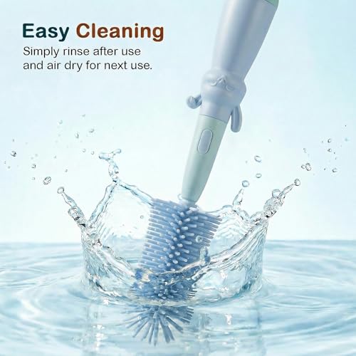 Image of TONY STARK Baby 3-in-1 Silicone Bottle Cleaning Brush Set | 360 Rotatable Handle, BPA-Free Soft Bristles for Cleaning Bottles, Nipples & Pacifiers Safely (Blue)