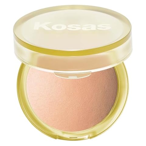 Kosas Sun Show Glowy Warmth Baked Bronzer - Contouring Powder for Cheekbones, Nose & Jawline - Enriched with Concentrated Fatty Acids - Talc-Free, Vegan & Hypoallergenic - Waves Cover