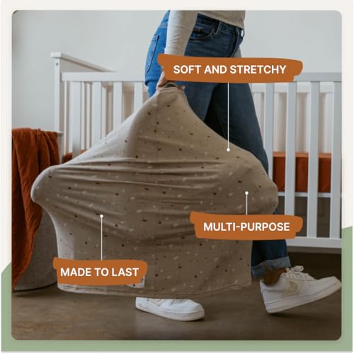 Image of Parker Baby 4 in 1 Car Seat Cover for Girls and Boys - Stretchy Carseat Canopy, Nursing Cover, Grocery Cart Cover, High Chair Cover - inchPebble inch