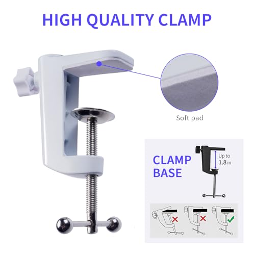 Bras de microphone réglable blanc compatible PM1 support de table podcast - 5