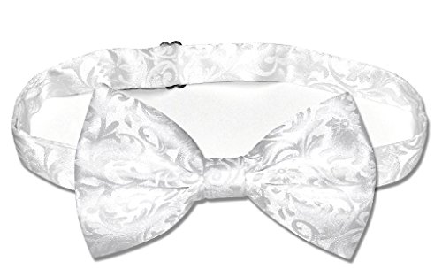 Antonio Ricci BOWTie WHITE Paisley Design Men's Bow Tie for Tuxedo or Suit