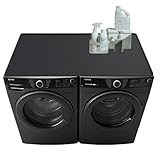 54'' x 27.5'' Washer and Dryer Covers for the Top, Silicone Washing Machine Cover, Dryer Top Protector Mat, Washer Dryer Countertop, Perfect for Laundry Room, Home Use, Black (black, 54'' x 27.5'')