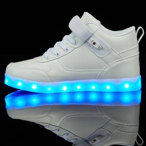 Image of SANYES LED Light Up Shoes for Men Women, USB Rechargeable High Top Glowing Sneakers, Luminous Dancing Shoes