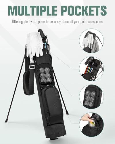 Golf Stand Bag, Lightweight Par 3 Golf Bag Holds Up to 7 Clubs with Two Way Dividers Cooler Pocket Shoulder Strap and Multiple Storage Pockets for Men and Women - Image 4
