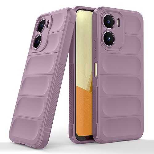 Image of amazon basics Back Case Cover for Vivo Y16 | Compatible for Vivo Y16 Back Cover | Liquid Silicon Magic Case with Camera Protection | Lavender
