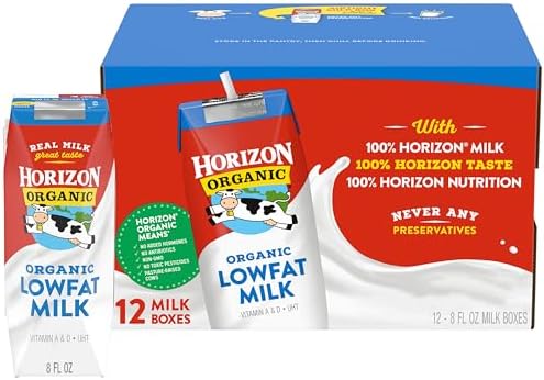 Horizon Organic Shelf Stable 1% Lowfat Milk Boxes, Pack of 12-8g Protein per Serving