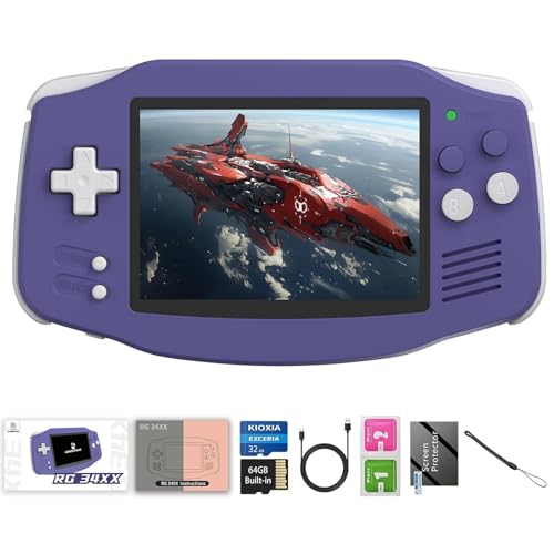 Whatsko RG 34XX Handheld Game Console, Retro Console RG34XX Built-in 32G+64G in 5000+ Games, 3.4 inch IPS Screen 3500mAh, Game Console Support Wi-Fi Bluetooth HD and TV Output