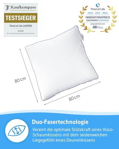 KopfKissen Third of Life 80×80 inSPIRO für ergonomischen Schlaf