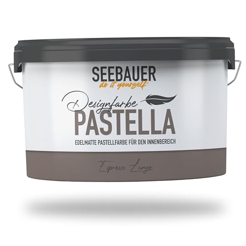 SEEBAUER diy Pastellfarbe PASTELLA Braun 2,5L (Espresso Lungo) Edelmatte Wandfarbe Braun - Innenfarbe sehr hohe Deckkraft - Matt, Abwaschbar und Tropffrei