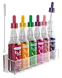 GALVANOX Glass Dropper Pipettes with 6-Bottle Holder for SodaStream Bubly Drops Flavors, Countertop/Wall Mount Organizer (6 Color Matched Suction Droppers)