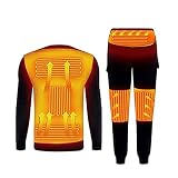 Yokbeer Herren Beheizte Unterwäsche USB Batteriebetriebene Fleece Thermoheizung Motorradjacke Lange Winter Beheizte Unterwäsche Set (Color : Black, Size : XL)