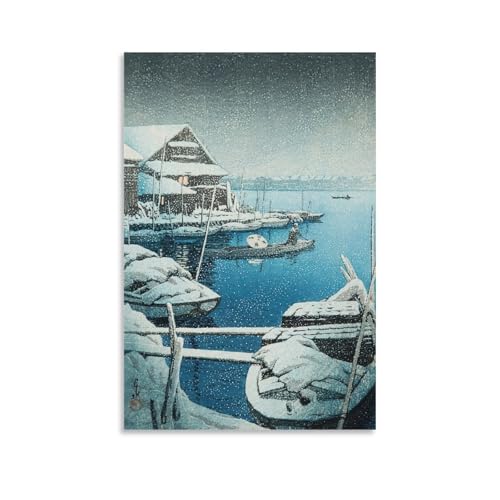 川瀬巴水 日本の浮世絵画家、版画ポスター (149) オフィス ベッドルーム ダイニングルーム装飾 キャンバス 印刷 アートパネル24x36inch(60x90cm)