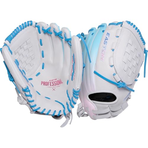 Easton | Professional Collection | Color Splash | Left Hand Throw | 12.5" | Utility | White/Columbia/Pink | Basket Web