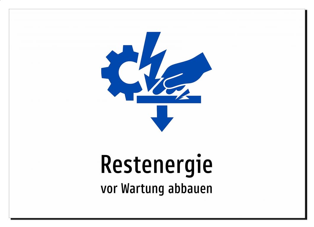 36773-DE-S-13 | Restenergie - vor Wartung abbauen | Aufkleber A2, 594 x 420mm | mit Symbolgrafik und Text