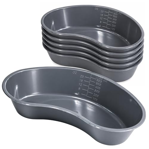 Vakly Emesis Basin 700 mL (5 Pack) – Kidney Shaped Plastic Vomit Bowl, Graduated Medical Basin for Oral Care, Dental, Ear Irrigation & Home Care, Reusable