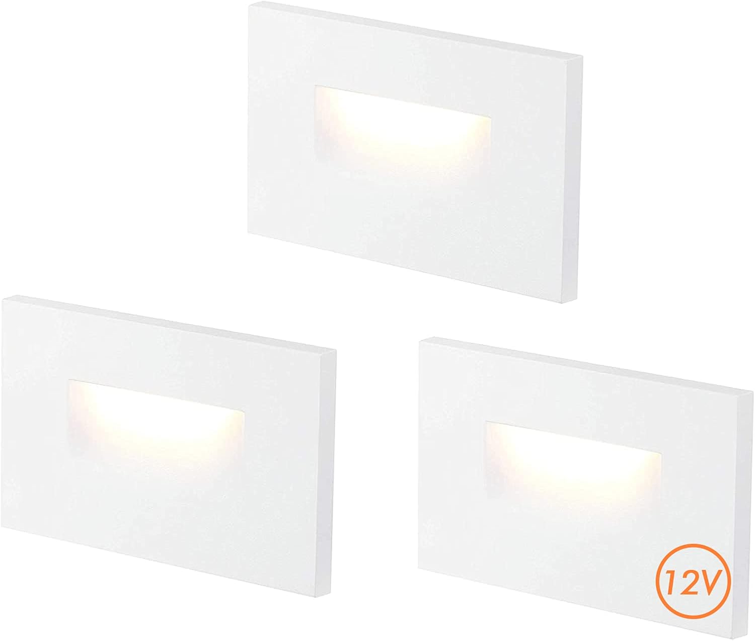 CLOUDY BAY 12V Low Voltage 3 Color Indoor and Outdoor LED Step Light,3000K/4000K/5000K,Stair Light,White,3 Pack, Wet Location(Low Voltage Transformer is Required)