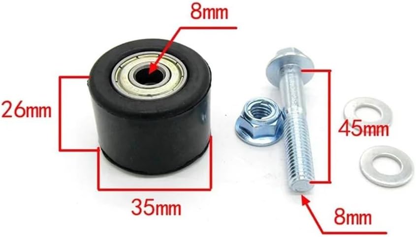 2/1pcs Motorcycle Chain Tensioner Roller Guide 8mm Pulley Slider with Bolt Gasket for YFZ 350 Car Maintenance Accessories(2pcs)