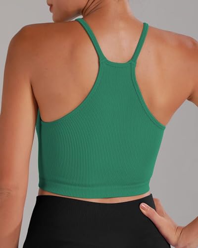 Image of Sunzel Free to Be Tank, Crop Ribbed Tank Tops Seamless Racerback Camisoles No pad Camis Cropped Workout Gym Yoga
