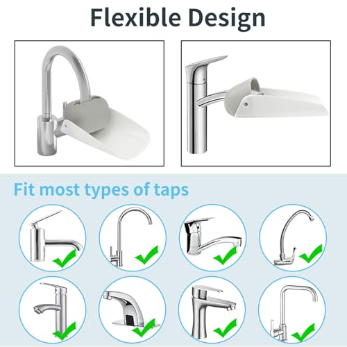 Image of CHILDHOOD (2 Pack) Faucet Extender for Kitchen and Bathtub Sink, Universal Sink Handle Extenders, Fun Hand-Washing for Babies, Toddlers and Kids (Grey)