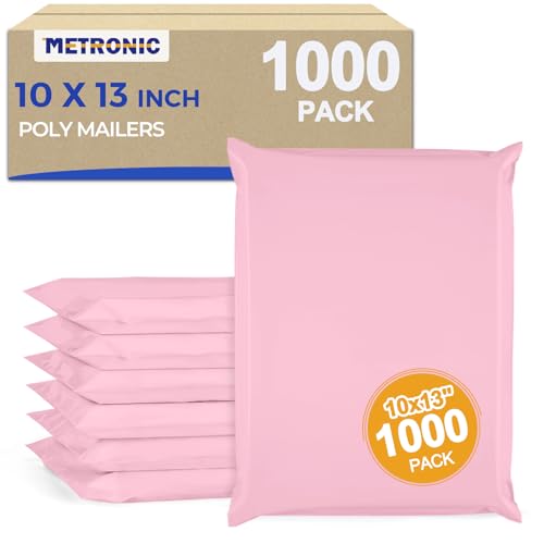 Image of Metronic Poly Mailers 10x13 1000 Pack, Small Bulk Shipping Bags for Clothes