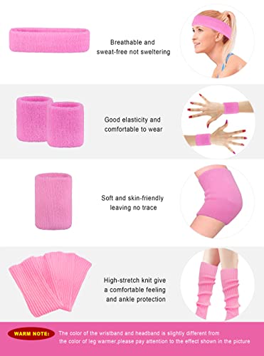 Women 80s Neon Leg Warmers Set Fitness Headband for Yoga Sport Ballet…4